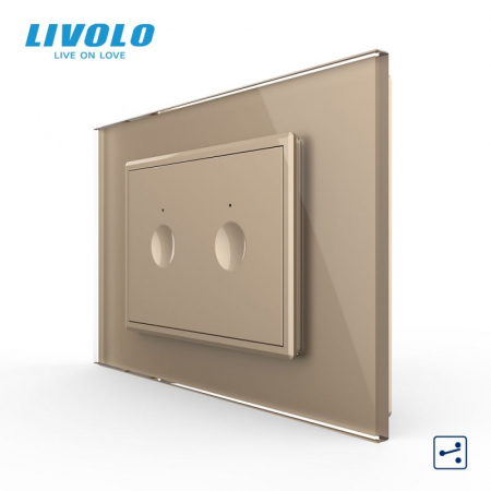 Intrerupator dublu tactil, cap scara / cap cruce, standard italian, cu rama sticla, 3M VL-FC2S-P9E-3WP [1]