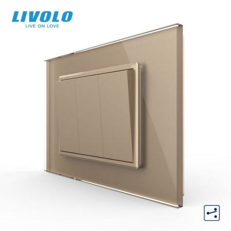 Intrerupator mecanic triplu 3M / cu rama sticla  livolo [3]