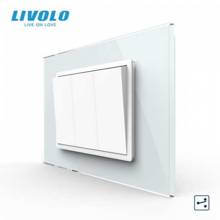 Intrerupator mecanic triplu 3M / cu rama sticla  livolo [2]
