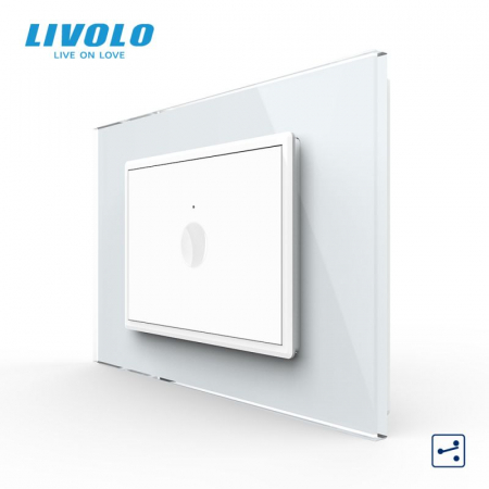 Intrerupator simplu tactil, cap scara / cap cruce, standard italian, cu rama sticla, 3M VL-FC1S-P9E-3WP [1]