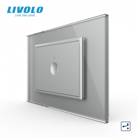 Intrerupator simplu tactil, cap scara / cap cruce, standard italian, cu rama sticla, 3M VL-FC1S-P9E-3WP [3]