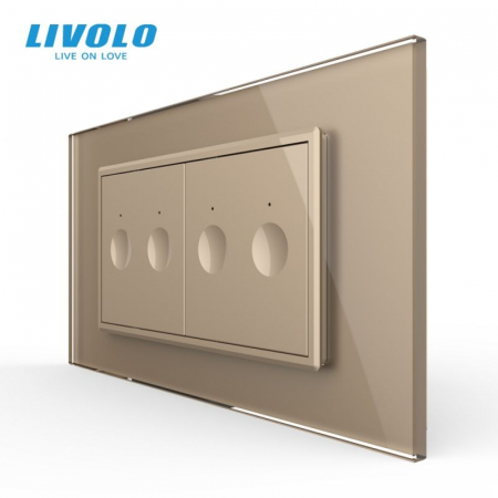 Intrerupator tactil dublu + Intrerupator tactil dublu, 4M, cu rama sticla VL-2FC2-2WP-P9E [2]