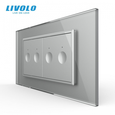 Intrerupatoare Touch / Standard German - Intrerupator tactil dublu + Intrerupator tactil dublu, 4M, cu rama sticla VL-2FC2-2WP-P9E