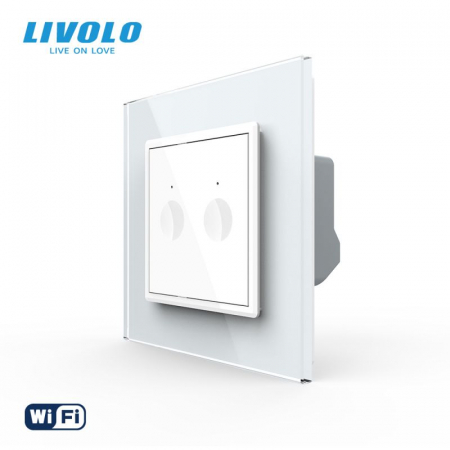 Intrerupatoare Touch / Standard German - Intrerupator tactil dublu WiFi, cu rama sticla, 2M VL-FC2NY-P7E-2WP