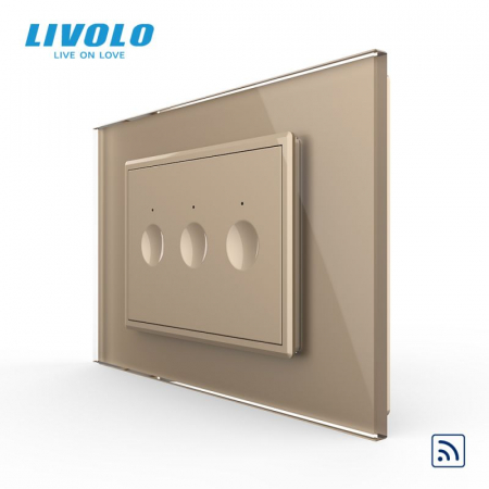 Intrerupatoare Touch / Standard Italian - Intrerupator triplu tactil, control telecomanda RF, standard italian, cu rama sticla, 3M  VL-FC3R-P9E-3WP