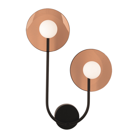 Aplice - Plafoniere - Lampă LED de perete Zambelis 12W, negru mat, sticlă opală și maro