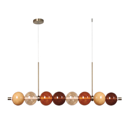 Lampă LED liniară suspendată Zambelis 26W, alamă periată și sticlă decorativă [1]