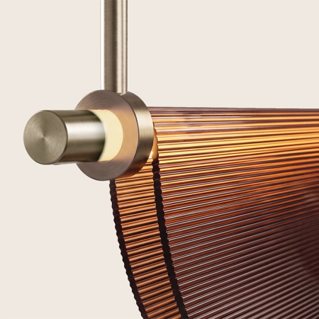 Lampă LED suspendată Zambelis 474164, alamă periată și sticlă maro [1]