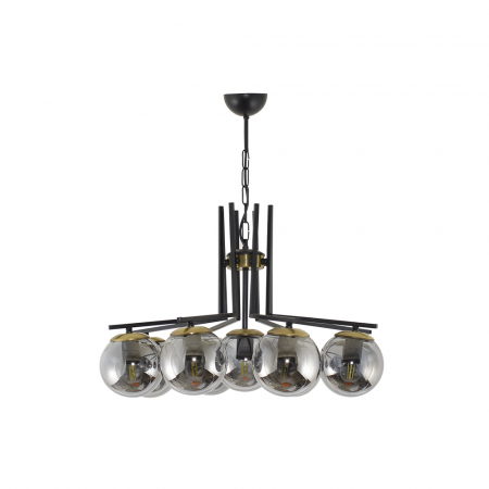Lustre - Lustră Ozlem 7XE27 negru auriu Oktay