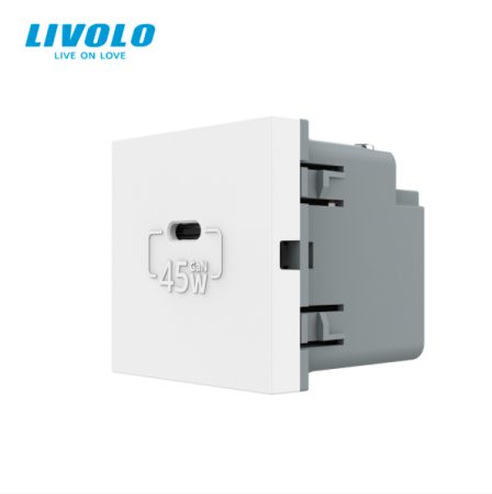 Prize Schuko - TV / Date / Media - Modul priza simpla USB tip C VL-FCUC-2WP
