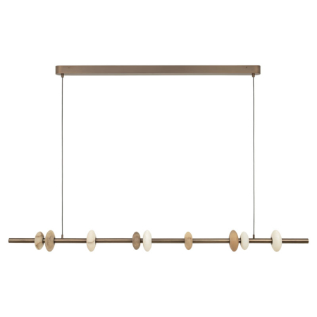 Iluminat Interior - Pendul LED liniar Zambelis din bronz periat și alabastru natural, 25W, 3000K