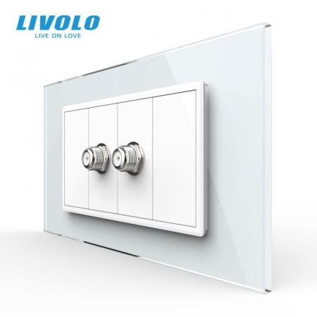 Prize Schuko - TV / Date / Media - Priza dubla TV Satelit, 4M, cu rama sticla VL-2FCSL-1WP-P9E-2FCMB