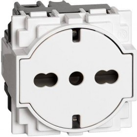 Priza schuko standard german 2P+N 16A 250V 2M Bticino Living NOW Alb KW4141 [1]