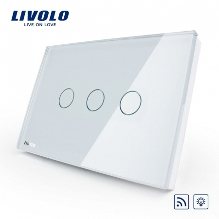 Întrerupător Triplu Dimabil Wireless cu touch Livolo din sticla [0]