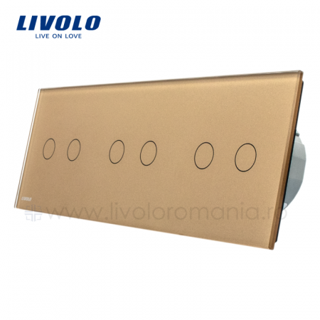 Întrerupător Dublu + Dublu + Dublu Wireless cu touch Livolo din sticla [2]