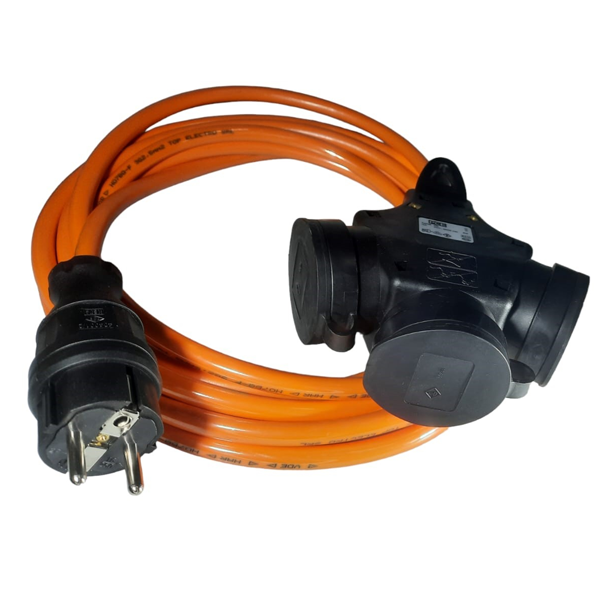 Cordon Prelungitor 7,5 m cu 3 prize cauciucate 16A cablu H07BQ-F 3G2.5 poliuretan rezistent la uleiuri si intemperii IP44 [2]