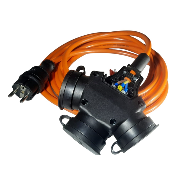 Cordon Prelungitor 7,5 m cu 3 prize cauciucate 16A cablu H07BQ-F 3G2.5 poliuretan rezistent la uleiuri si intemperii IP44 [3]