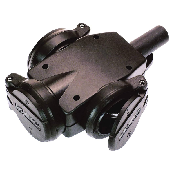 Cupla multipla priza tripla 16A 230V cauciuc solid negru pentru cablu maxim 3x2.5mm² IP44 [2]