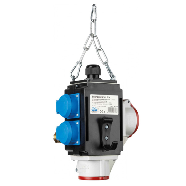 Distribuitor de energie suspendat 2 prize trifazice 400V 5 poli 16A IP44 si cu 2 prize monofazice schuko 16A IP44 cu conexiune la aer comprimat [2]