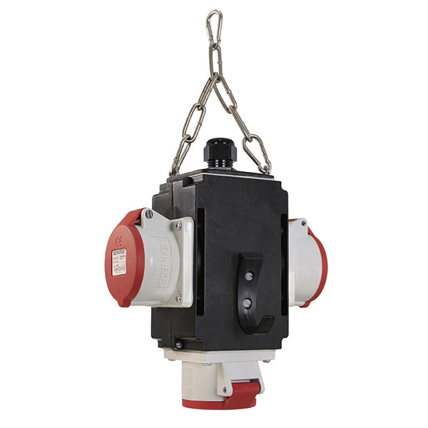 Distribuitor de energie suspendat cu 3 prize trifazice 400V 5 poli 16A IP44 cu conexiune la aer comprimat [2]