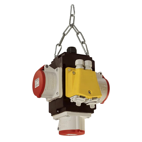 Distribuitor de energie suspendat cu 3 prize trifazice 400V 5 poli 16A IP44 cu conexiune la aer comprimat si conexiune de date [2]