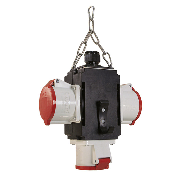 Distribuitor de energie suspendat cu 3 prize trifazice 400V 5 poli 32A IP44 cu conexiune la aer comprimat [2]