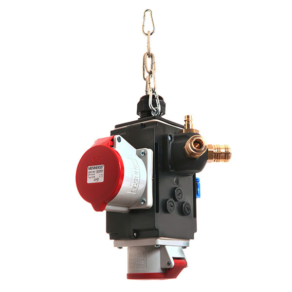 Distribuitor de energie suspendat cu 1 priza trifazica 400V 5 poli 16A 1 priza trifazica 400V 32A 5 poli si 1 prize monofazica schuko IP44 cu conexiune la aer comprimat [2]
