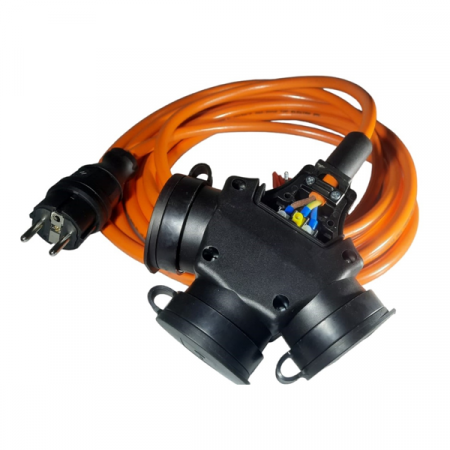 Cordon Prelungitor 7,5 m cu 3 prize cauciucate 16A cablu H07BQ-F 3G2.5 poliuretan rezistent la uleiuri si intemperii IP44 [2]