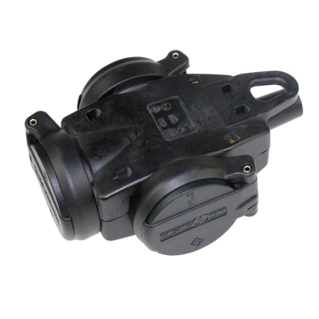 MULTIPRIZE, STECHERE, CUPLE - Cupla multipla priza tripla 16A 230V cauciuc solid negru pentru cablu maxim 3x2.5mm² IP44