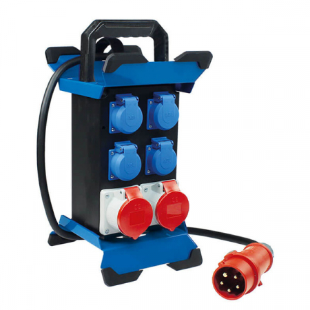 Prelungitoare - Prelungitor Stecky II pentru santier cu 4 prize monofazice schuko 16A 250V, 2 trifazice CEE 5 poli 16A IP44 si protectie diferentiala