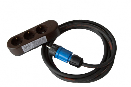Prelungitoare - Prelungitor cu multipriza 3 intrari, stecher si cablu cauciucat Titanex 5m 3x2,5mm
