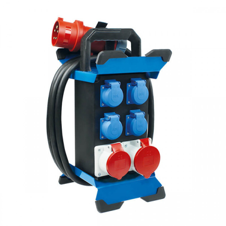 Prelungitoare - Prelungitor Stecky 13 pentru santier cu 4 prize monofazice schuko 16A 250V, 1 priza trifazica CEE 5 poli 16A IP44 si 1 priza trifazica CEE 5 poli 32A IP44 si protectie diferentiala