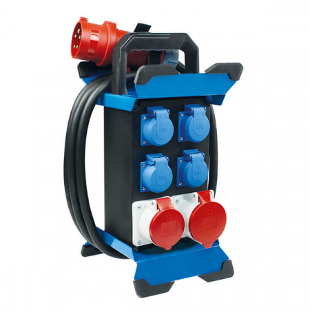 Prelungitoare - Prelungitor Stecky 12 pentru santier cu 4 prize monofazice schuko 16A 250V , 1 priza trifazica CEE 5 poli 16A IP44 si 1 priza trifazica CEE 5 poli 32A IP44