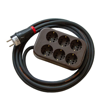 Prelungitoare - Prelungitor cu multipriza 6 intrari, cablu cauciucat Titanex 3m 3x1,5mm