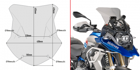 Model Moto - Parbriz BMW R 1250 GS (19 - 23) R 1200 GS (13 - 18) R 1200 GS Adventure (14 - 18) R 1250 GS Adventure (19 - 24)     