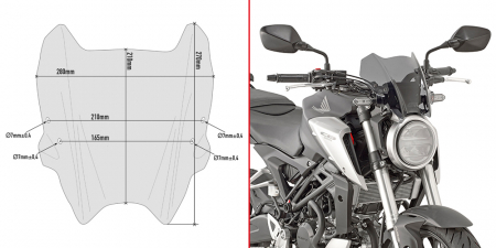 CB 300 R (18 - 21) - Kit fixare parbriz HONDA CB 300 R (18 - 23) CB 125 R (18 - 20) CB 125 R (21 - 23)      