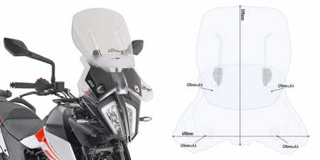 KTM - Parbriz deflector KTM 790 Adventure R (19 - 20) 390 Adventure (20 - 24) 790 Adventure (19 - 20) 890 Adventure (21 - 22)     