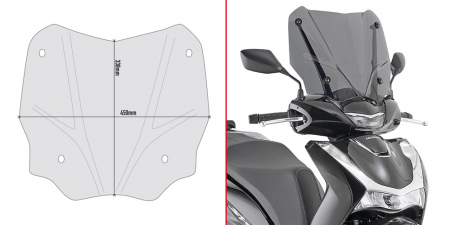Model Moto - Parbriz HONDA SH 125-150 (20 - 25) SH 350 (21 - 25)       
