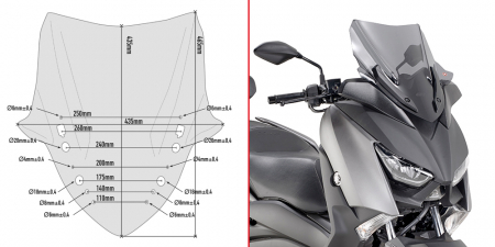 X-MAX 400 (18 - 21) - Parbriz YAMAHA X-MAX 125 (18 - 22) X-Max 300 (17 - 22) X-MAX 400 (18 - 21)      