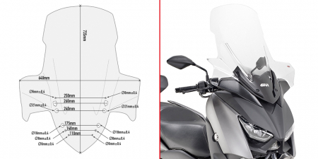 X-MAX 125 (18 - 21) - Parbriz YAMAHA X-Max 300 (17 - 22) X-MAX 125 (18 - 22) X-MAX 400 (18 - 21)      