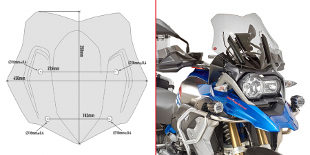 Model Moto - Parbriz BMW R 1250 GS (19 - 23) R 1200 GS Adventure (14 - 18) R 1200 GS (13 - 18) R 1250 GS Adventure (19 - 24)     