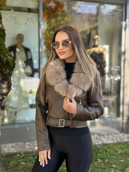Geaca cu Blana Ecologica Zellea Brown [3]