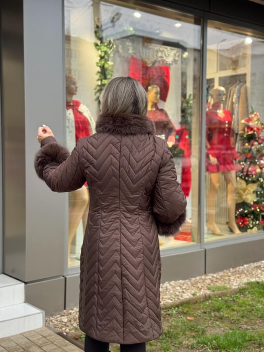 Geaca cu Blana Naturala Emira Brown [4]