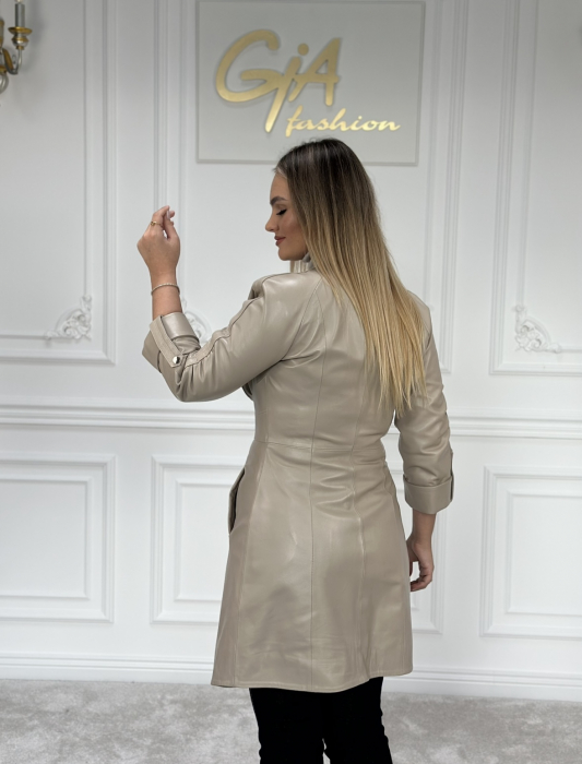Geaca din piele Beige [4]