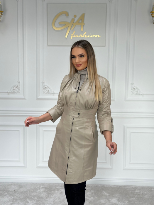 Geaca din piele Beige [2]