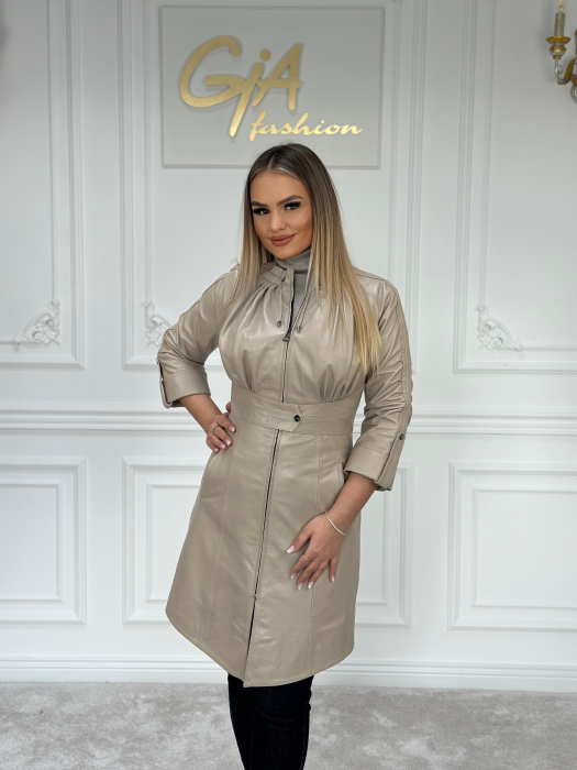 Geaca din piele Beige [3]