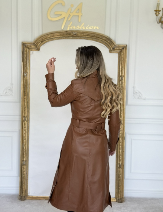 Geaca din Piele Naturala Assima Brown [5]
