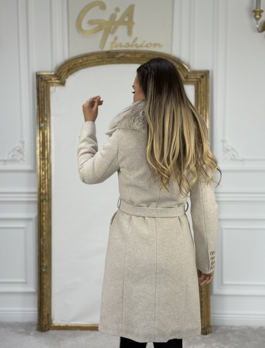 Palton cu Blana Ecologica Kerissa Beige [7]