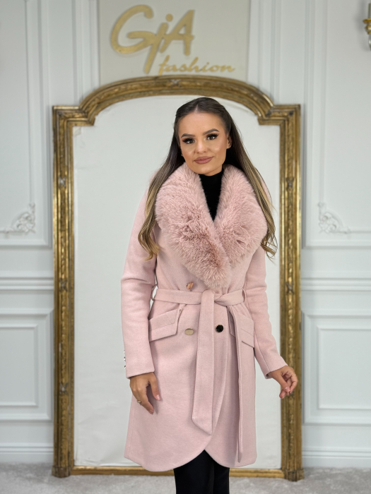 Palton cu Blana Ecologica Kerissa Pink [7]