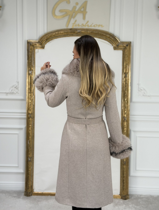 Palton cu Blana Ecologica Sennia Beige [5]